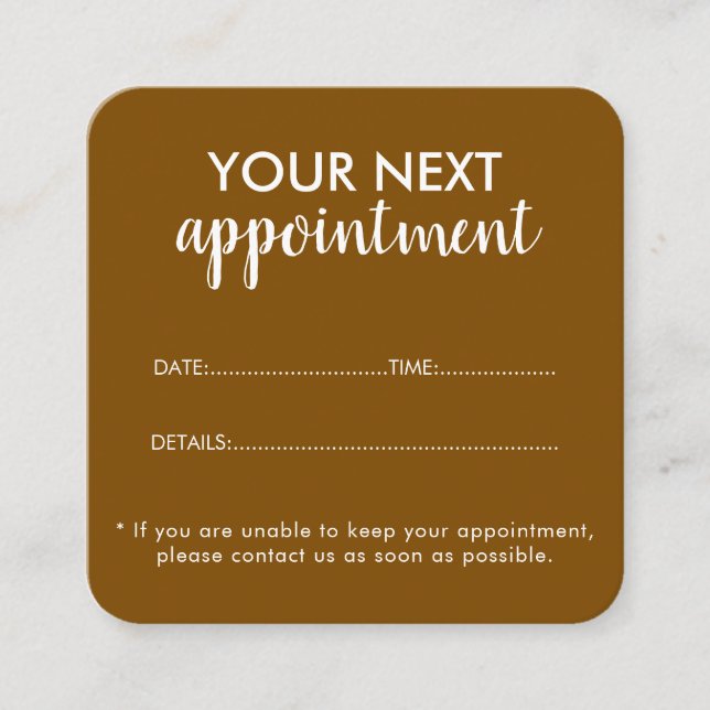 Trendy Modern Salon Appointment Reminder Card Terminkarte (Vorderseite)