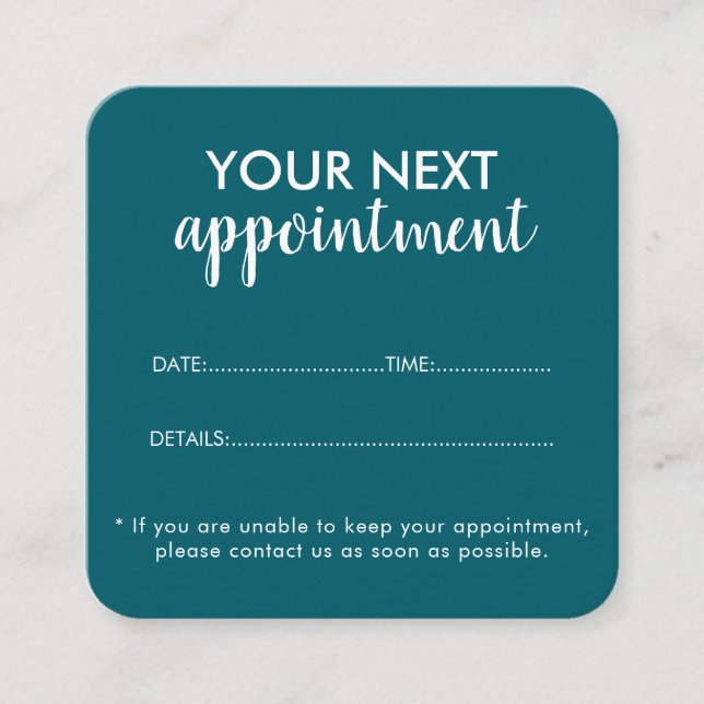 Trendy Modern Salon Appointment Reminder Card Terminkarte (Vorderseite)