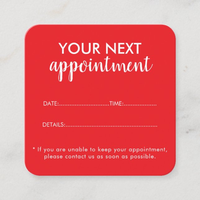 Trendy Modern Salon Appointment Reminder Card Terminkarte (Vorderseite)