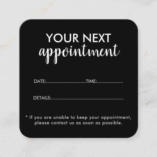 Trendy Modern Salon Appointment Reminder Card Terminkarte (Vorderseite)