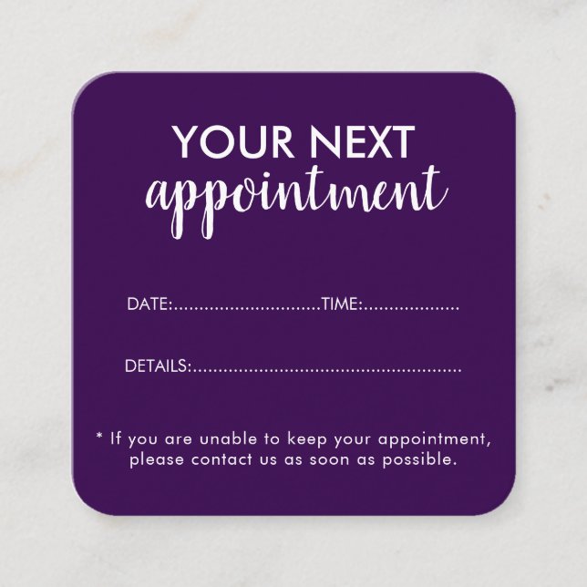 Trendy Modern Salon Appointment Reminder Card Terminkarte (Vorderseite)