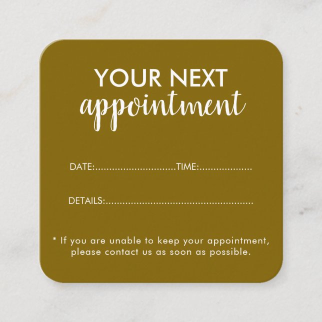 Trendy Modern Salon Appointment Reminder Card Terminkarte (Vorderseite)