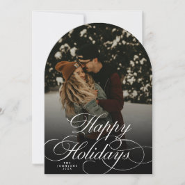 Trendy Modern Script & Arch 1 Photo Christmas Card Einladung