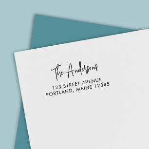 Trendy Modern Script Nachname Rücksendeadresse Permastempel