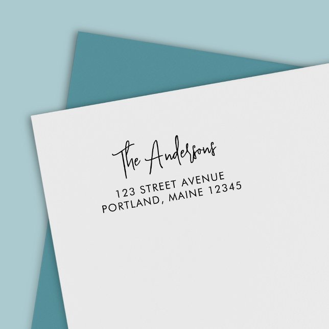 Trendy Modern Script Nachname Rücksendeadresse Permastempel (Von Creator hochgeladen)