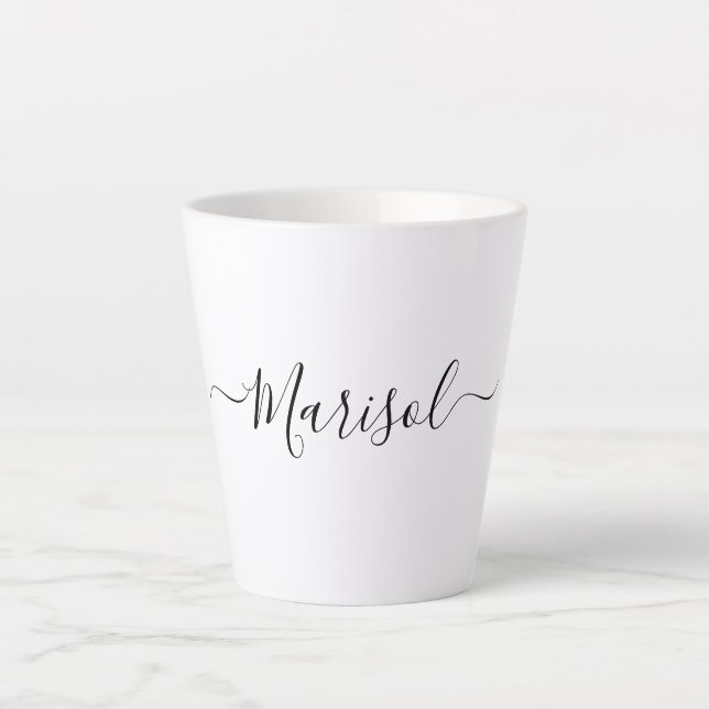 Trendy Modern Script Typografy Name Milchtasse (Vorderseite)
