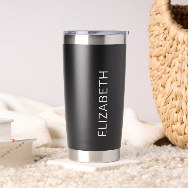 Trendy Modern Simple Minimalistisch Name Black Cof Thermobecher (Wohnzimmer)
