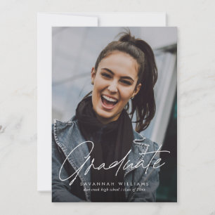 Trendy Modern Simple Script Foto Graduation Party Einladung