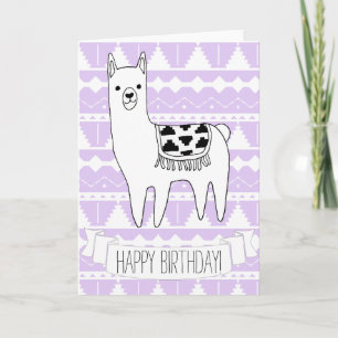 Trendy Modern Sketchy Aztec Llama Happy Birthday Karte