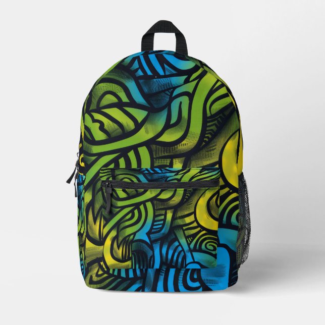 Trendy Modern Vibrany Chic Street Style Graffiti Bedruckter Rucksack (Vorderseite)