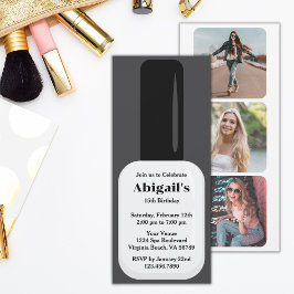 Trendy Modern White & Black Nail Polnisch Geburtst Einladung