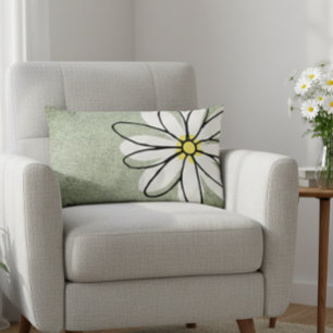 Trendy Modern White Doodle Daisy Gray Lendenkissen