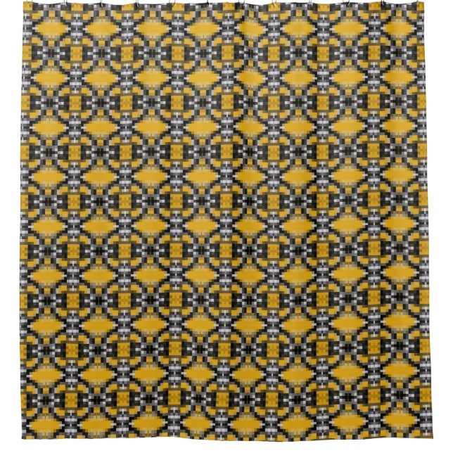 Trendy Modern Yellow Black Mosaik Muster Duschvorhang (Vorderseite)