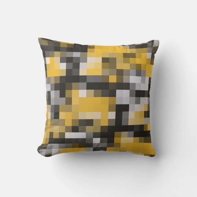 Trendy Modern Yellow Black Mosaik Muster Kissen Für Draußen (Vorderseite)