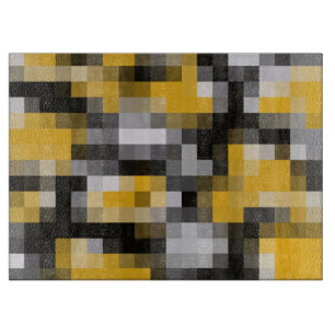 Trendy Modern Yellow Black Mosaik Muster Schneidebrett