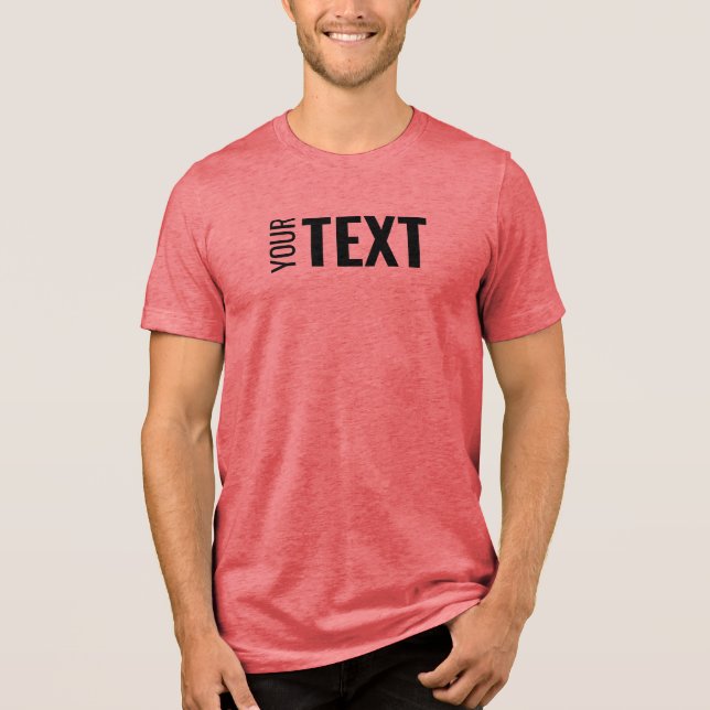 Trendy Modern your Text Name Custom Mens Red Tri-Blend Shirt (Vorderseite)
