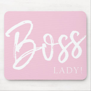 Trendy moderne Chefin Zitat-Skript rot Rosa Mousepad