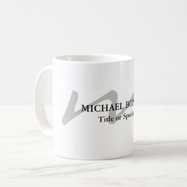 Trendy moderne Monogramm erste beruflich Kaffeetasse (Vorderseite Links)