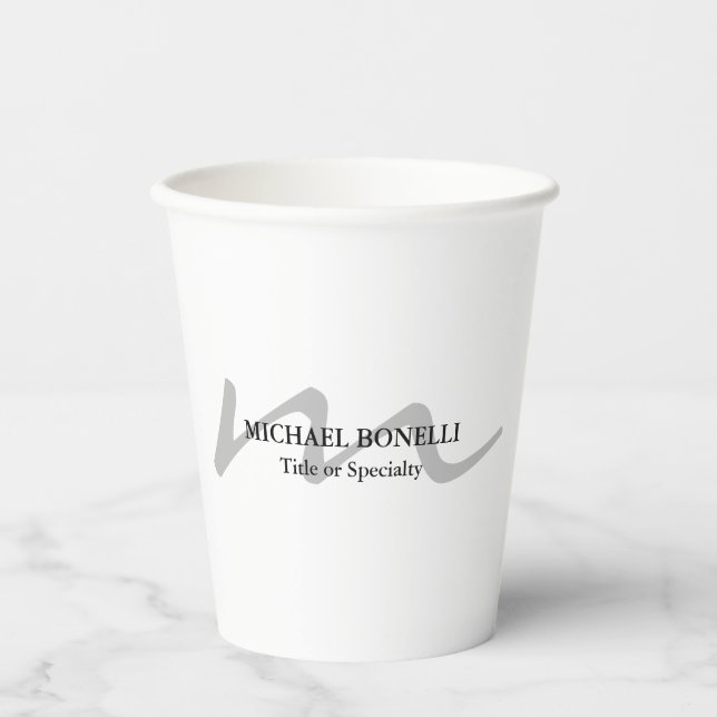 Trendy moderne Monogramm erste beruflich Pappbecher (Vorderseite)