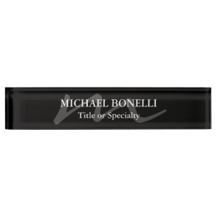 Trendy moderne Monogramm Erstschwarz beruflich Namensplakette