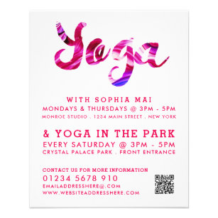 Trendy Moderne rosa Yoga Class Werbung Flyer