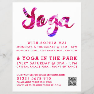 Trendy Moderne rosa Yoga Class Werbung Flyer