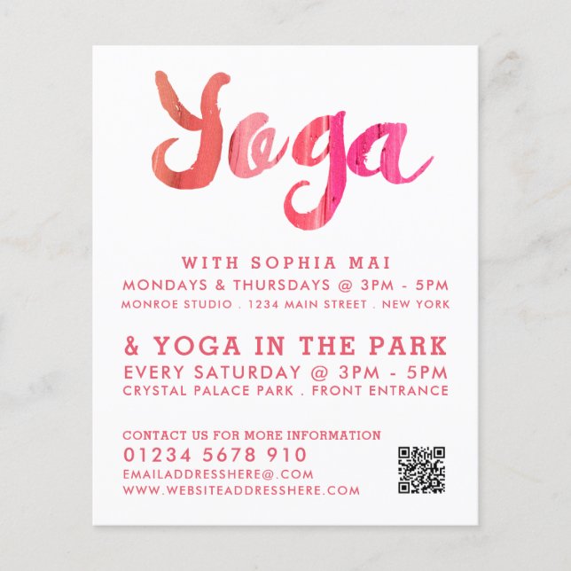 Trendy Moderne rosa Yoga Class Werbung Flyer (Vorne)