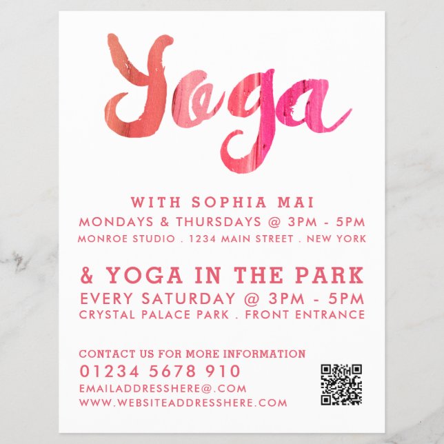 Trendy Moderne rosa Yoga Class Werbung Flyer (Vorne)
