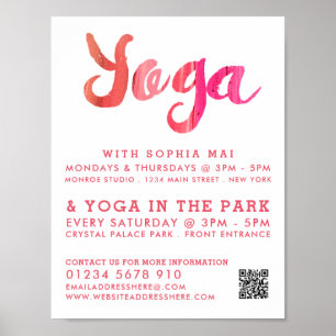 Trendy Moderne rosa Yoga Class Werbung Poster