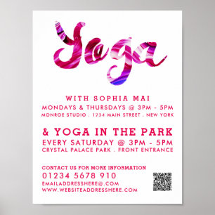 Trendy Moderne rosa Yoga Class Werbung Poster