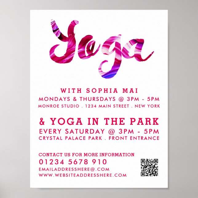 Trendy Moderne rosa Yoga Class Werbung Poster (Vorne)