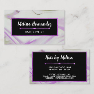 Trendy moderne Violett Lila Marmor Handschrift Visitenkarte