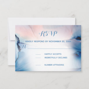 *~* Trendy Moderne Wasserfarben Blautöne Rosa RSVP Karte