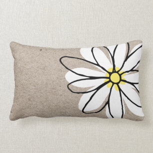Trendy moderne weiße Doodle-Gänseblümchen-Taupe Lendenkissen