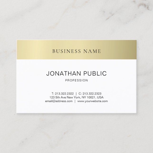 Trendy moderner Minimalistic schlichter Goldblick Visitenkarte (Vorderseite)
