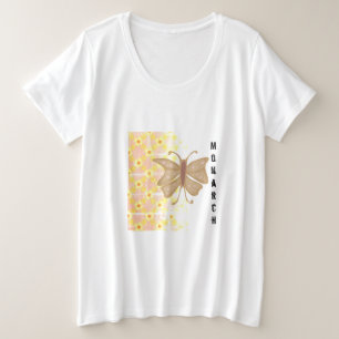 Trendy Monarch Butterfly und Pattern Abstrakt Große Größe T-Shirt