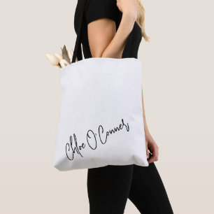 Trendy Monogram Black Script Name White