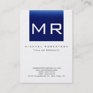 Trendy Monogram Blue Striping Gold Business Card Visitenkarte