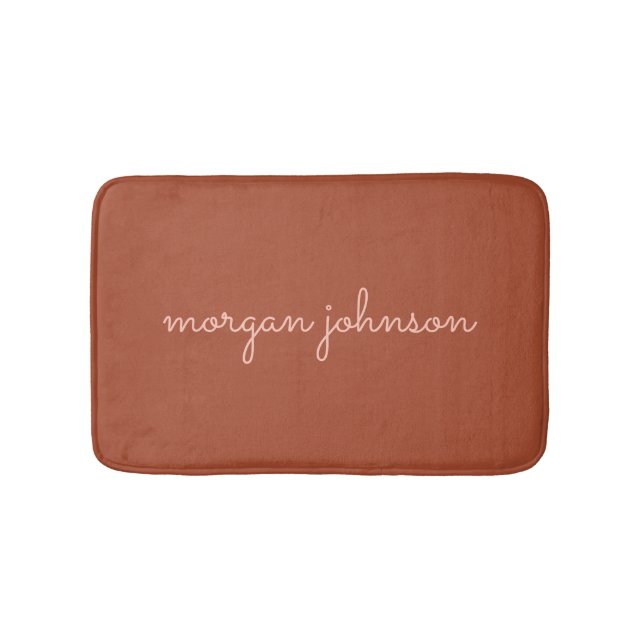 Trendy Monogram | Burnt Orange + Blindskriptname Badematte (Vorderseite)