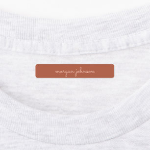 Trendy Monogram Burnt Orange + Blindskriptname Etiketten