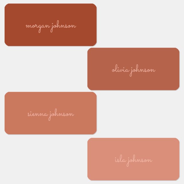 Trendy Monogram | Burnt Orange + Blindskriptname Etiketten (Gruppe)