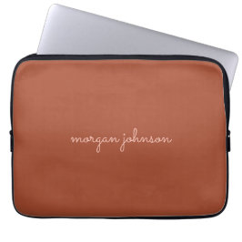 Trendy Monogram | Burnt Orange + Blindskriptname Laptopschutzhülle
