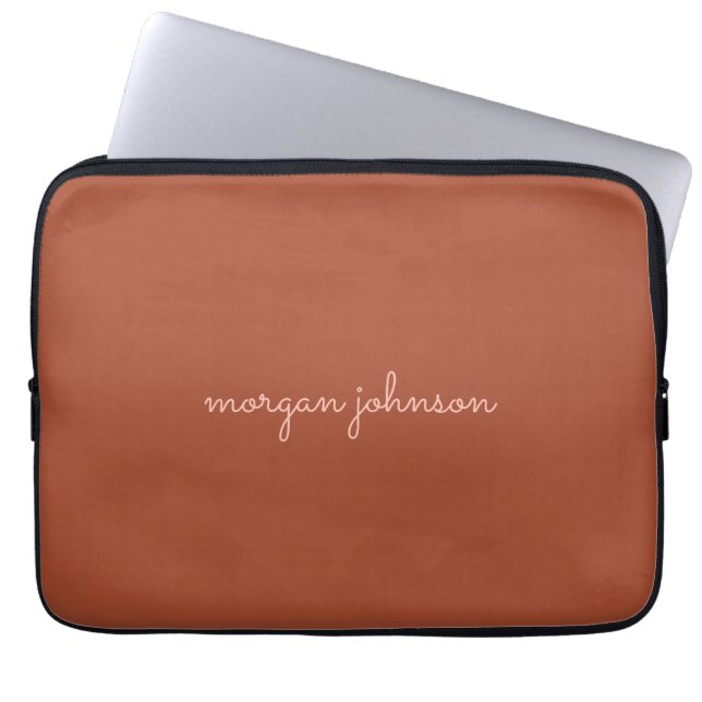 Trendy Monogram | Burnt Orange + Blindskriptname Laptopschutzhülle (Vorderseite)
