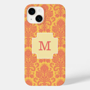 Trendy Monogram Coral Damask und Sun Custom Case M