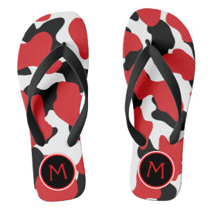 Trendy Monogram Cow Print Flip Flops