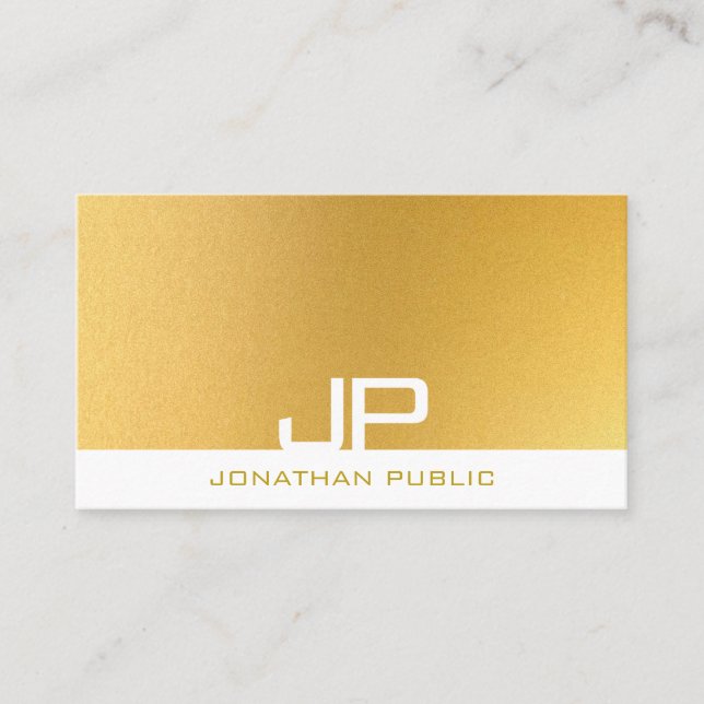 Trendy Monogram Elegante Moderne Gold Template Visitenkarte (Vorderseite)