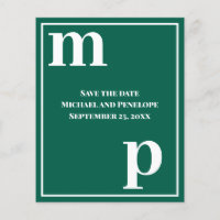 Trendy Monogram Emerald Green Budget Save the Date
