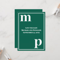 Trendy Monogram Emerald Green Save the Date
