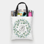 Trendy Monogram Eukalyptus Wreath Wedding Tote Bag<br><div class="desc">Trendy Monogram Eukalyptus Wreath Wedding Tote Bag von Girly-Girl-Graphics bei Zazzle: Perfekt für die schöne Braut und ihre Brautjungfrauen! Personalisieren Sie diese delikate, elegant und einzigartig schicke, moderne stilvolle minimalistische rustikale pastellfarbene botanische Vegetation Muster und modische Skript Monogramm erste Typografie Hochzeitstote Tasche und teilen mit der Familie und Freunden, die...</div>