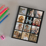 Trendy Monogram Foto Collage Planner Planer<br><div class="desc">Erstellen Sie Ihre eigene Foto Collage personalisierten monogramm Jahresplaner. Mit 11 quadratischen Bildern Ihrer Wahl auf einem schwarzen Hintergrund,  der durch das Tool "Weitere Anpassung" in jede Farbe verändert werden kann. Ein tolles Geschenk für Freunde,  Familie oder auch für sich selbst!</div>